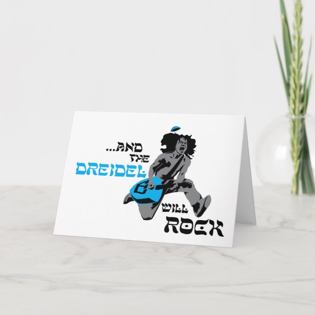 Dreidel Rock Chanukah Card Feiertagskarte (Vorderseite)