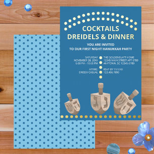 Dreidel Rustikale Eiche Moderne Chanukka-Abendesse Folieneinladung