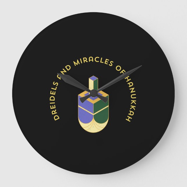 DREIDELS AND MIRACLES OF HANUKKAH GROßE WANDUHR (Vorderseite)