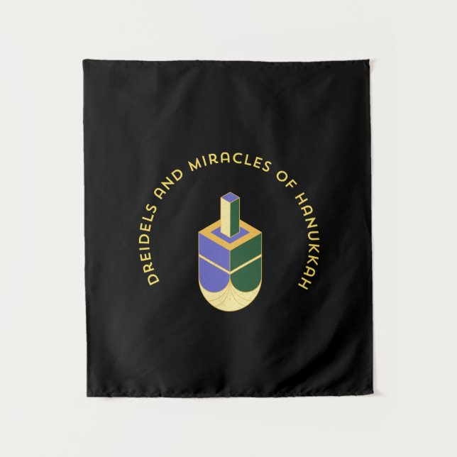 DREIDELS UND WUNDER VON HANUKKA WANDTEPPICH (Vorderseite)
