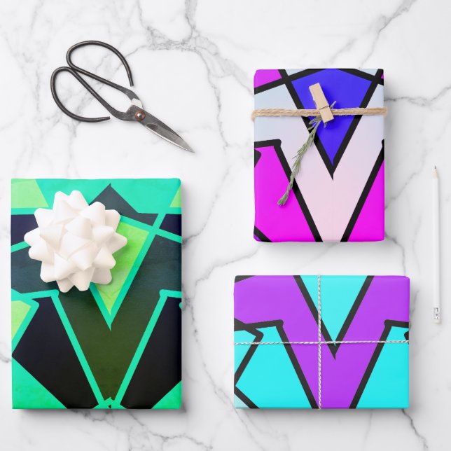 Dreieck-Abstrakt Geschenkpapier Set (Vorderseite)