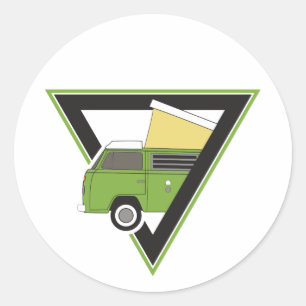 Dreieck Classic Grün Camper Van Runder Aufkleber
