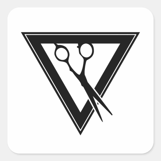 Dreieck der Haarschere Quadratischer Aufkleber (Vorderseite)