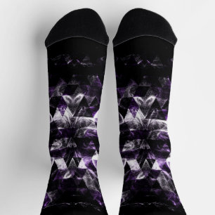 Dreieck Geometrisches Lila Rauchige Galaxie Muster Socken