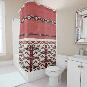 Dreieck Kilim III Roter Schwarz-weißer Streifen  Duschvorhang