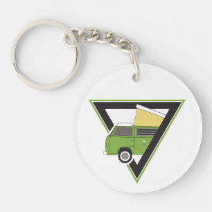 Dreieck klassischer grüner Bus Schlüsselanhänger
