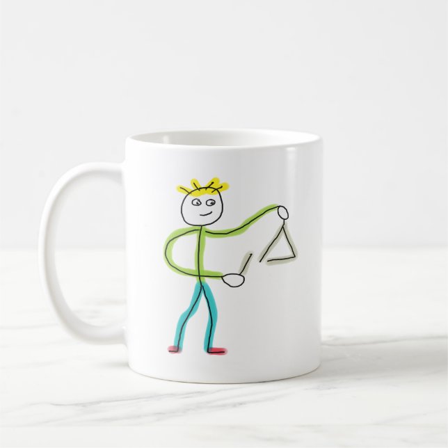Dreieck spielender Stickman Kaffeetasse (Links)