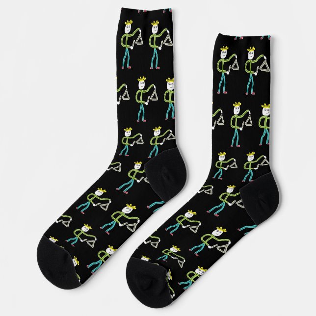 Dreieck spielender Stickman Socken (Linkes Detail)