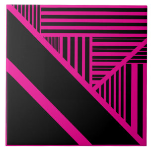 Dreieck Streifen in Magenta und Schwarz Fliese