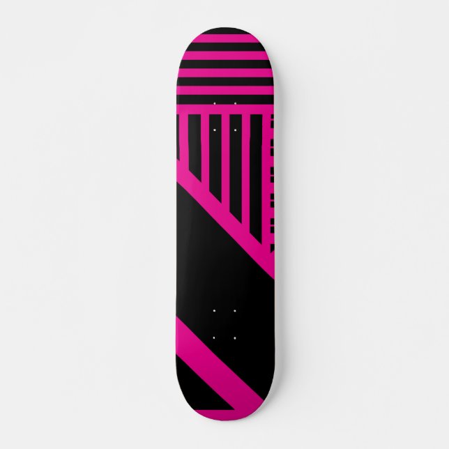 Dreieck Streifen in Magenta und Schwarz Skateboard (Vorne)