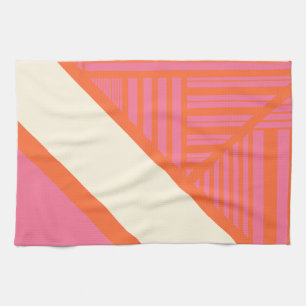 Dreieck Streifen in Rosa, Orange und Creme Geschirrtuch