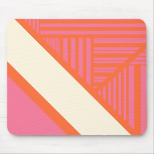 Dreieck Streifen in Rosa, Orange und Creme Mousepad