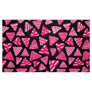 Dreiecke 240121 - Neon Red and White on Black Stoff