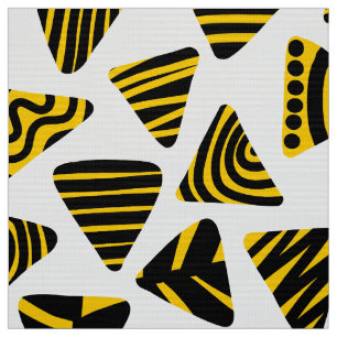 Dreiecke 240121 - Schwarz und Gelb auf Weiß Stoff