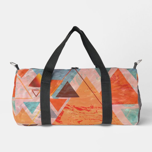 Dreiecke abstraktes geometrisches Farbblockmuster Duffle Bag (Vorderseite)
