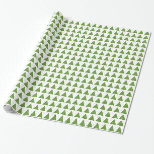 Dreiecke - Avocado Green auf Weiß Geschenkpapier