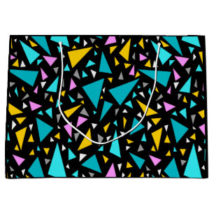 Dreiecke blaugelbe Farben auf schwarzem Hintergrun Große Geschenktüte