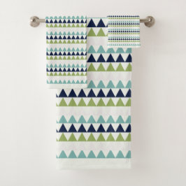 Dreiecke für Neptun, Seashell, Grüne und Marine Badhandtuch Set