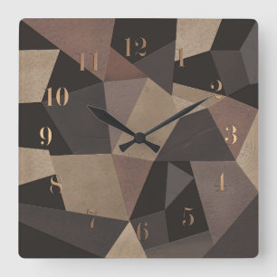 Dreiecke geometrische Druckbraun-Farben Quadratische Wanduhr