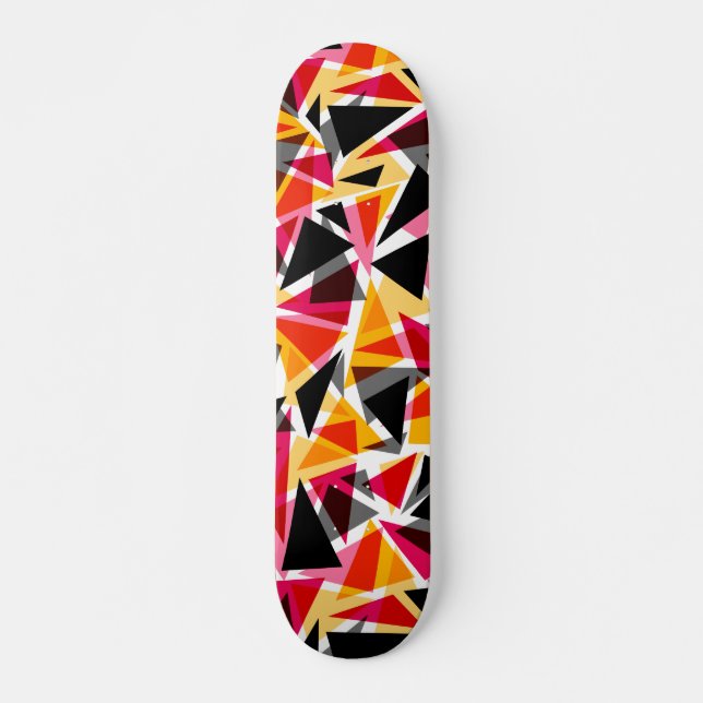 Dreiecke, geometrische Formen, Gelb und Rot Skateboard (Vorne)