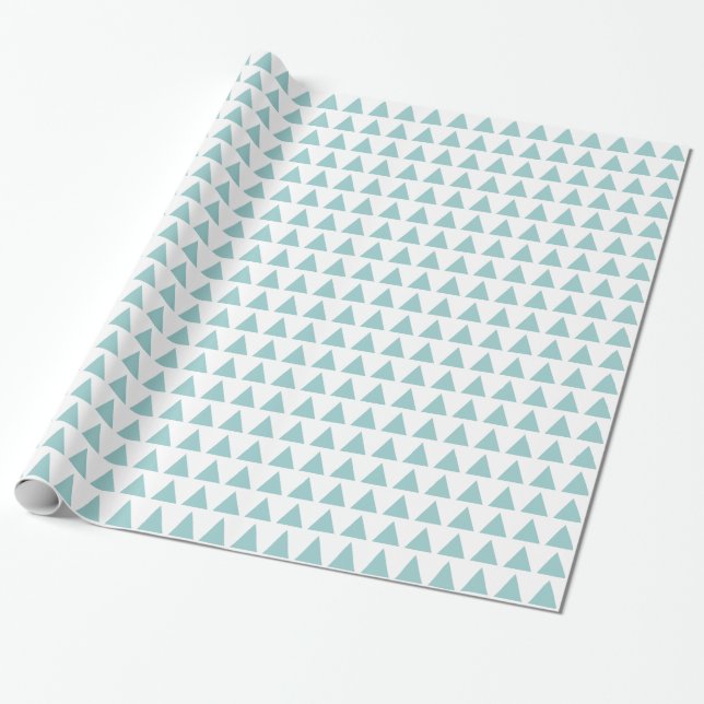 Dreiecke - Hellblau grün auf Weiß Geschenkpapier (Ungerollt)