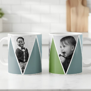 Dreiecke in blauem und grünem Foto Tasse