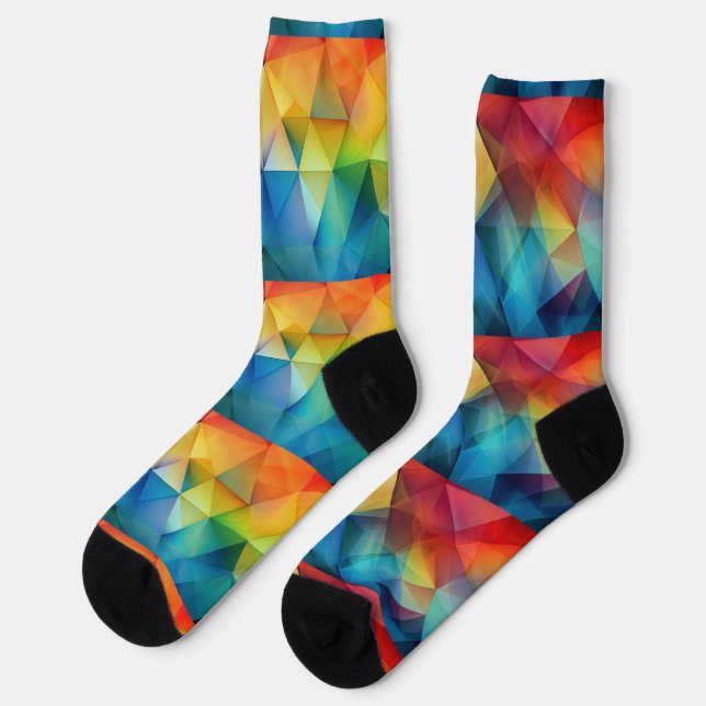 Dreiecke in Regenbogenfarben Socken (Linkes Detail)