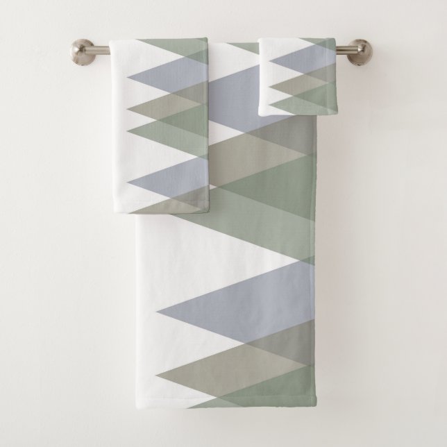 Dreiecke Khaki Badhandtuch Set (Insitu)