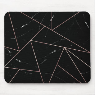 Dreiecke mit schwarzem geometrischem Marmor Gold-K Mousepad