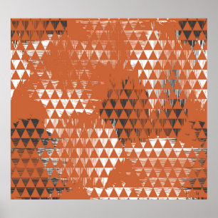 Dreiecke Nahtlos: orangefarbener Hintergrund Poster