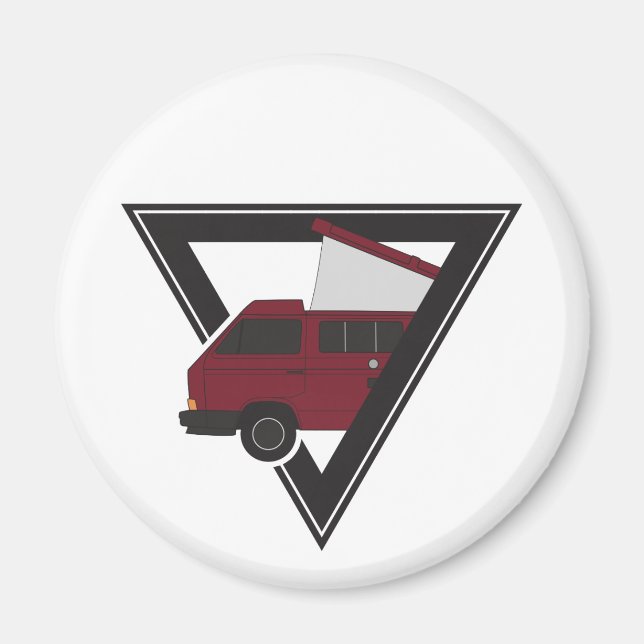 dreieckiger bordeauxroter Bus Magnet (Vorne)
