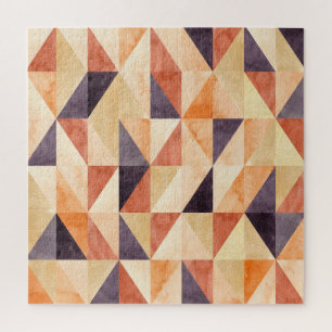 Dreieckiges Mosaik-Wasserfarben-Erdbetontes Muster Puzzle