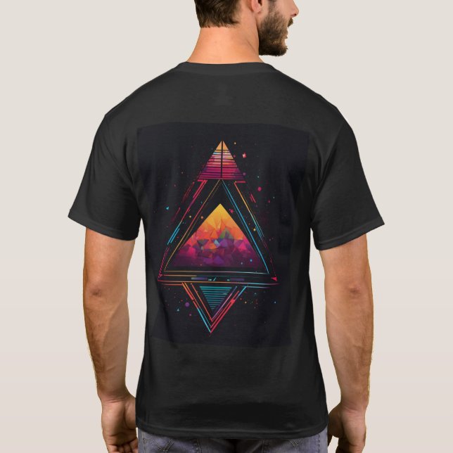 "DreiecksElegance: Moderner geometrischer T - Shir T-Shirt (Rückseite)