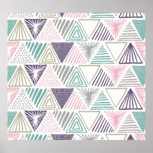 Dreiecksformen, handgezeichnet Vintager Stil. Poster