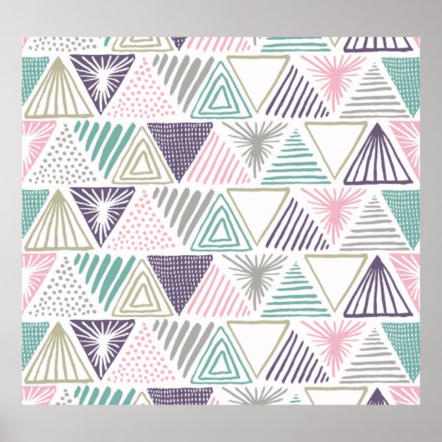 Dreiecksformen, handgezeichnet Vintager Stil. Poster (Vorne)