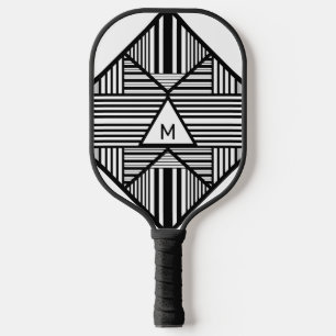 Dreiecksstreifen 2 in Schwarz und Weiß Pickleball Schläger
