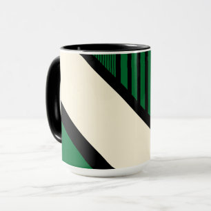 Dreiecksstreifen - grün, cremefarben und schwarz tasse
