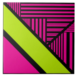 Dreiecksstreifen in Kalkgrün, Hot Pink und Schwarz Fliese