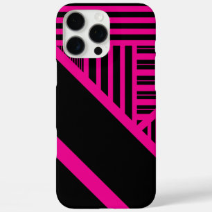 Dreiecksstreifen in Magenta und Schwarz iPhone 16 Pro Max Hülle