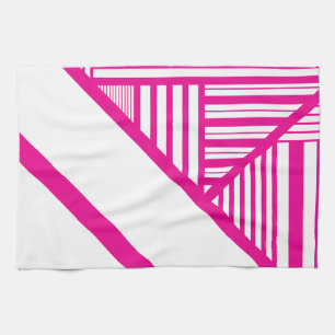 Dreiecksstreifen in Magenta und Weiß Geschirrtuch