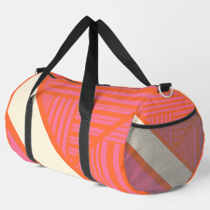 Dreiecksstreifen in Rosa, Orange und Creme Duffle Bag