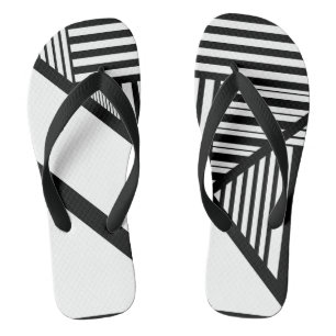 Dreiecksstreifen in Schwarz und Weiß Flip Flops
