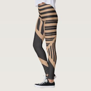 Dreiecksstreifen in Tan und Schwarz Leggings