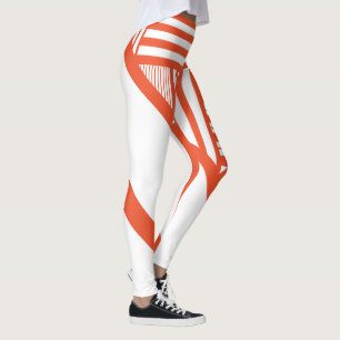 Dreiecksstreifen - orange und weiß leggings