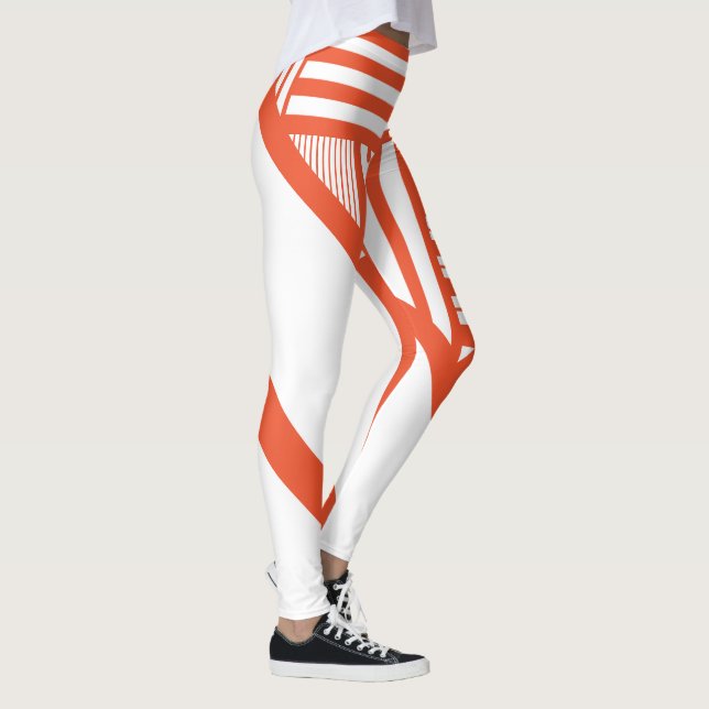 Dreiecksstreifen - orange und weiß leggings (Rechts)