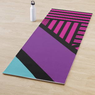Dreiecksstreifen - rosa, Lila, blau und schwarz Yogamatte