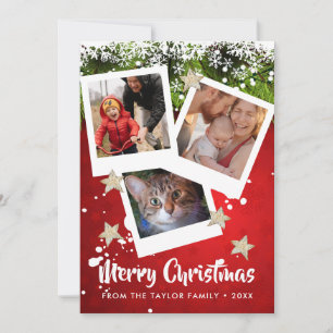 Dreier-Foto-Collage-Weihnachtskarte Feiertagskarte
