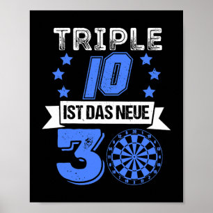 Dreifach 10 30. Geburtstag Geschenk Idee Darts Dar Poster