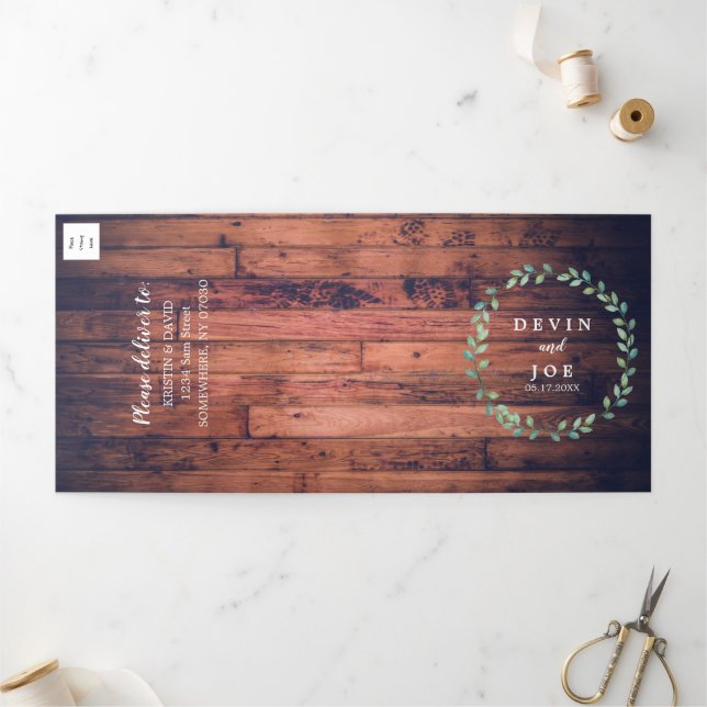 Dreifach Aquarellgarten Einladung zur Hochzeit (Außenbereich)