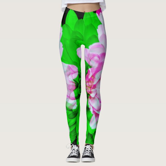 Dreifach-Exposition Blume Art Abstrakte Leggings (Vorderseite)